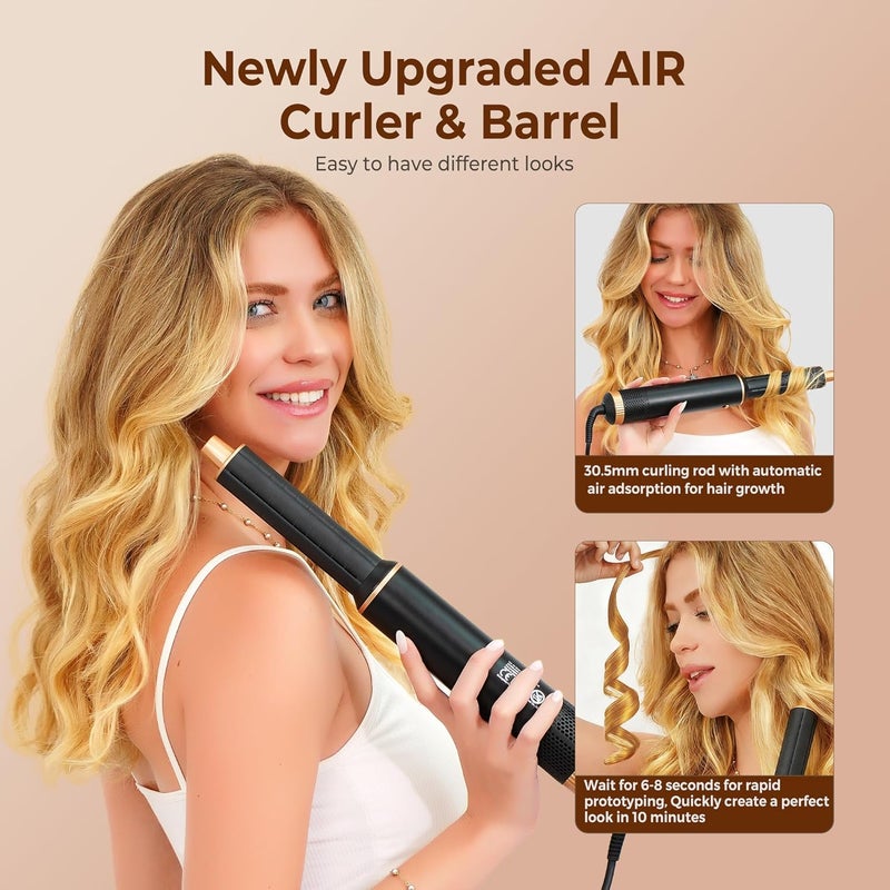 Yitrust 5 in 1 Blow Dryer Brush, Upgrade Hair Dryer Brush Air Curler Air Curling Wrap Styler, Detachable Hot Air Brush Negative Ion Curling Brush Iron, Hair Styling Tools for Drying Curling Straightening - Image 2
